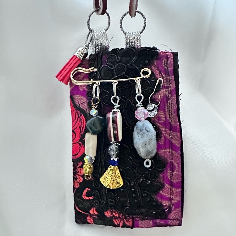 RUBYRUDI Necklace Purse, Hand Crafted, Amulet Wallet Pouch Artisan OOAK Signed